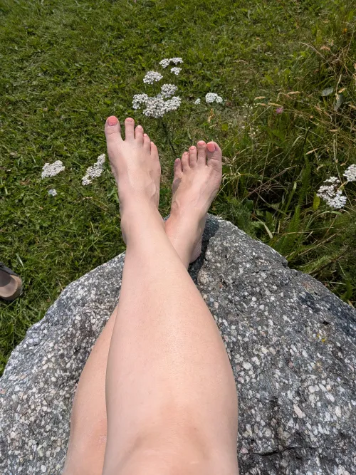 Relaxing my feet on this nice rock by MaskedModel4U