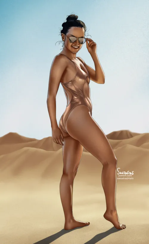 Rey Skywalker from Behind in the Dunes (Sassafras) by Sassafras34Arts