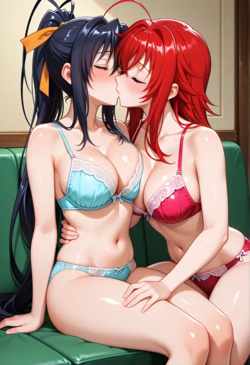 Rias And Akeno lesbian kiss by Powerful-Agent-5861