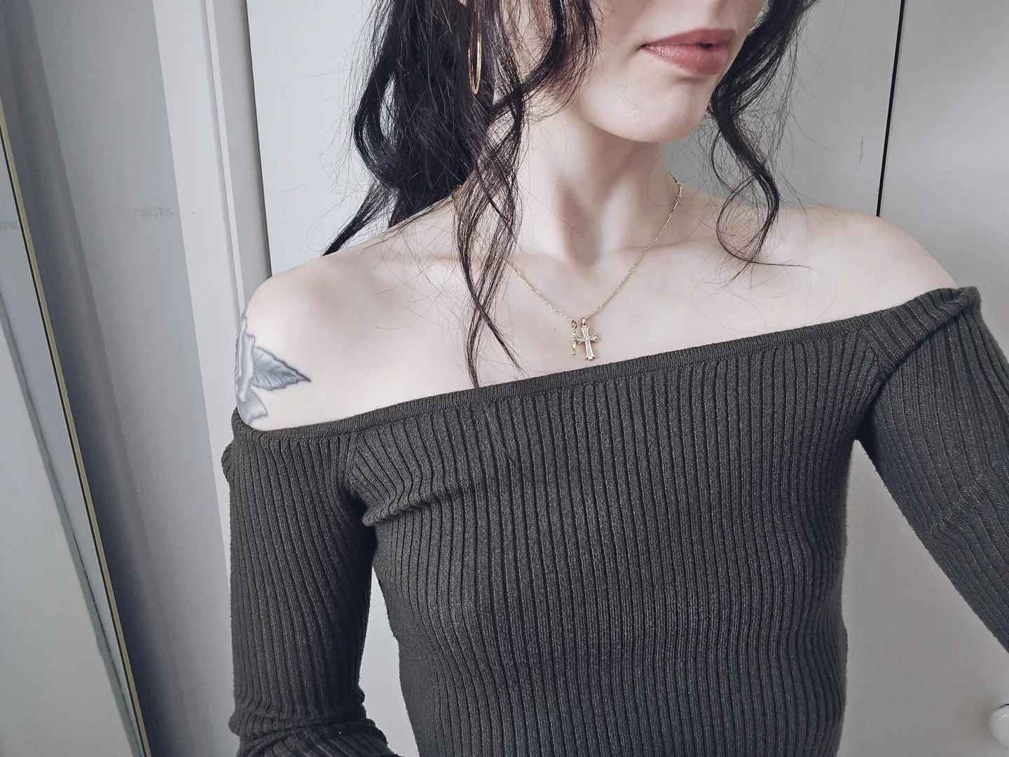 Ribbed off the shoulder top posted by vampireprincesstinyt