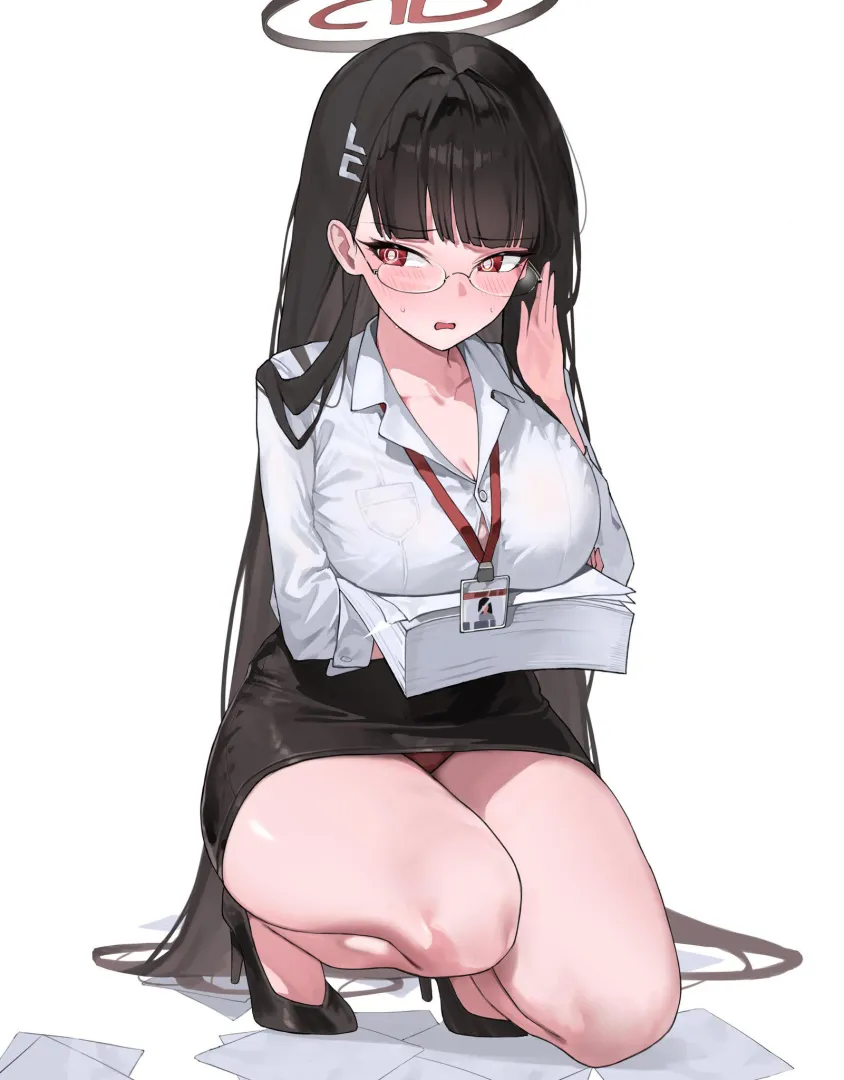 Rio dropped her papers (cham) [Blue Archive] posted by llamanatee