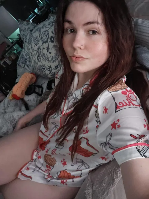 Rockin my chick fil a pajamies... Well, half of them at least [F]  by littlemoosecub