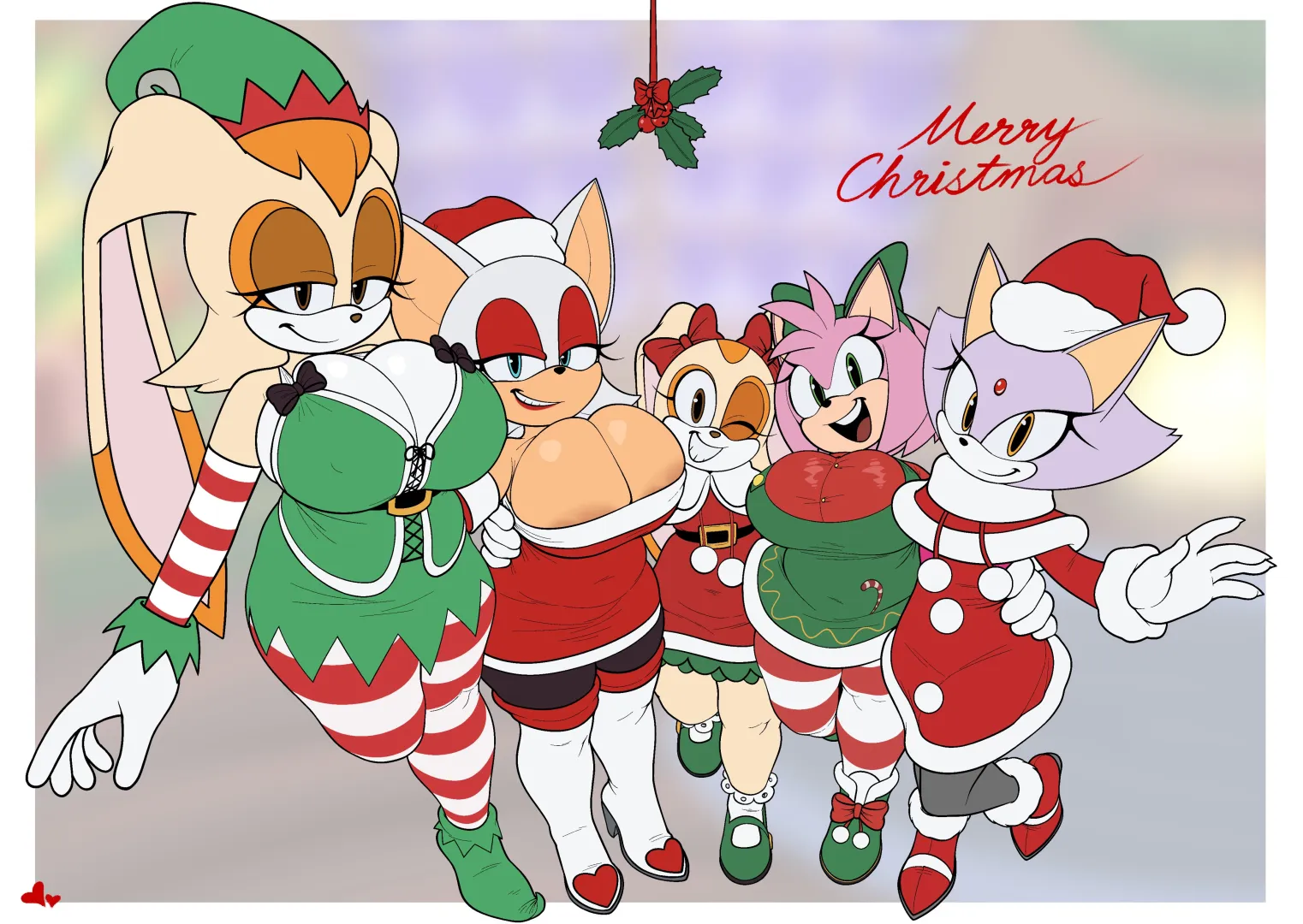 Rouge, Amy, Blaze, Vanilla and Cream suprise you with a VERY early Christmas~ posted by YearnForTheMines87