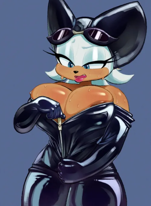 Rouge can't zip her costume (Grimy291) by AlKo96