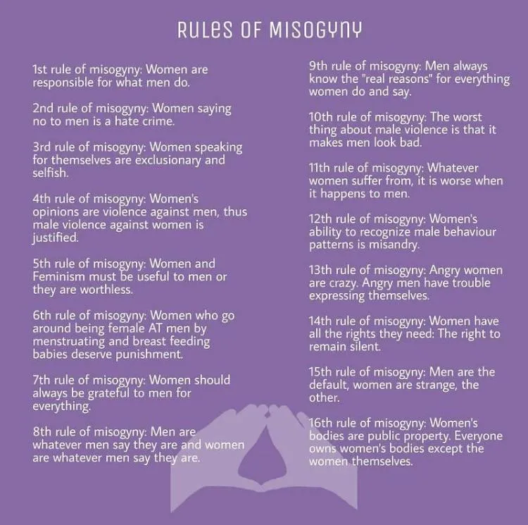 Rules of misogyny  posted by Aishalovespugs