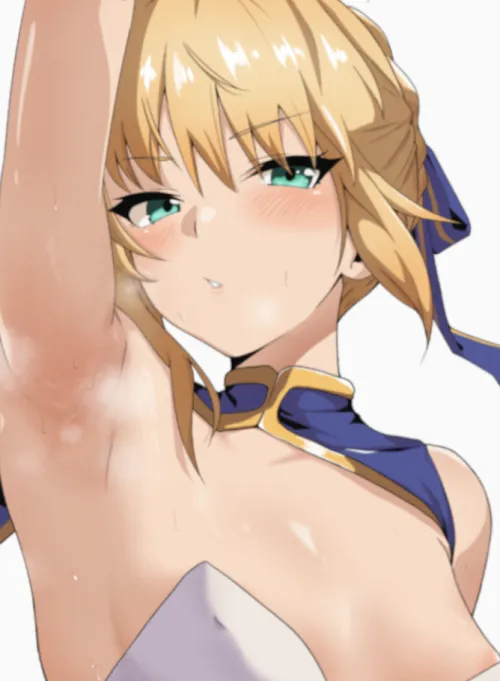 Saber's flexing the armpit [Fate series] (Neinlol) by coffeebreakfats