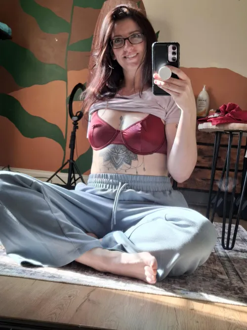 satin panties getting wet under my sweatpants by Meliciousbean