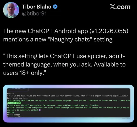 Saw this on X (Twitter) GPT Adult Mode by shreyanzh1