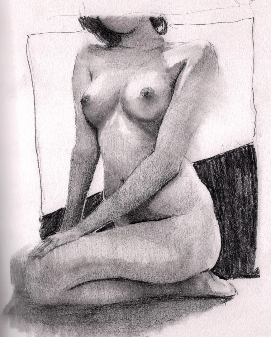 Seated Pose, graphite, by Me posted by pilotJKX