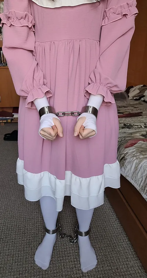 Selfbondage - steel shackles on arms and legs by Effective_Draw6392