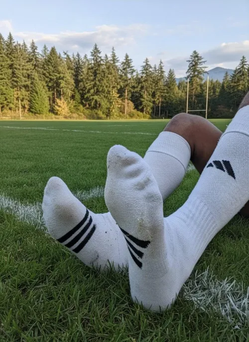 Selling my knee-high Adidas socks, have seen a week of intense rugby practice. Perfectly worn in just how you like it! Perfect for adding to your collection. by Sad_Alternative_8130