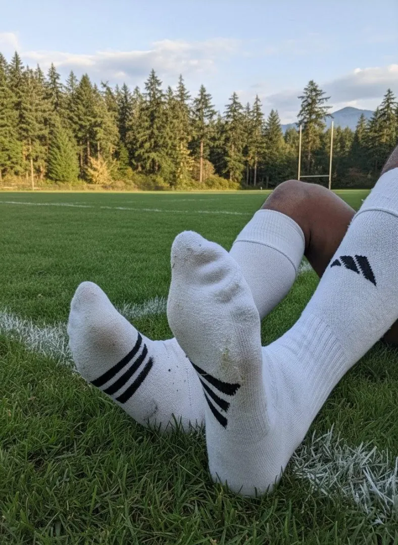 Selling my knee-high Adidas socks, have seen a week of intense rugby practice. Perfectly worn in just how you like it! Perfect for adding to your collection. posted by Sad_Alternative_8130