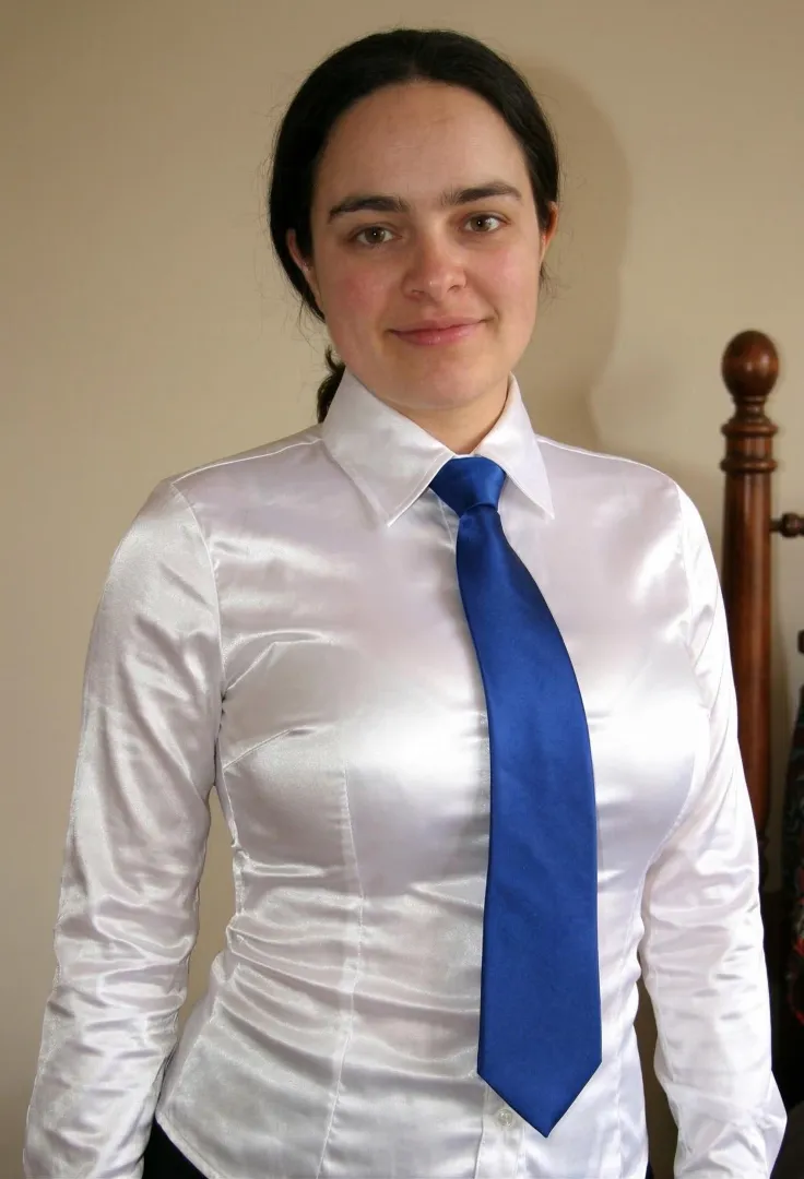 Sexy satin blouse and tie posted by satinloveman