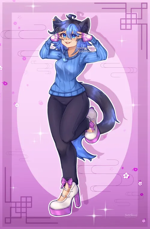 She really likes blue! [Original] by kuroshiime