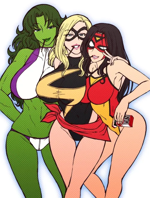 She-Hulk, Ms. Marvel & Spider-Woman by jordidipo2324