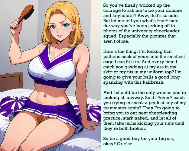 She'll be your keyholder, but she's not happy with you jerking off to her teammates… [AI Image] (punishment81 on ImageFap) by MasticatrixPenalty