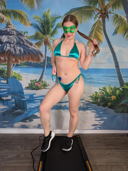 Shiny green bikini by MaskedModel4U