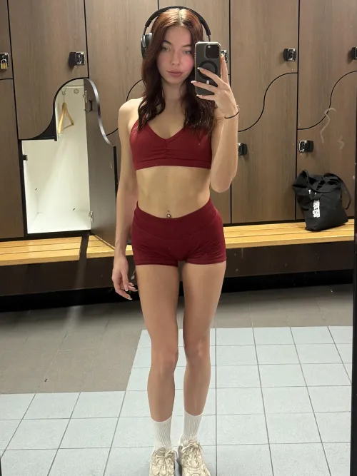 Showing off in my red gym set (OC) by cc_xoxox
