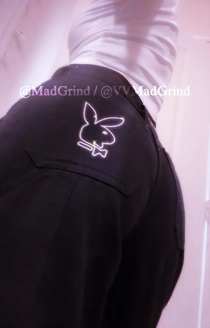 Showing off the cutest Playboy jeans I thrifted  posted by VVMadGrind