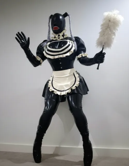 Sissy rubber maid forced in ballet boots, blindfolded, and made to dust the house by sissy_rubberdoll