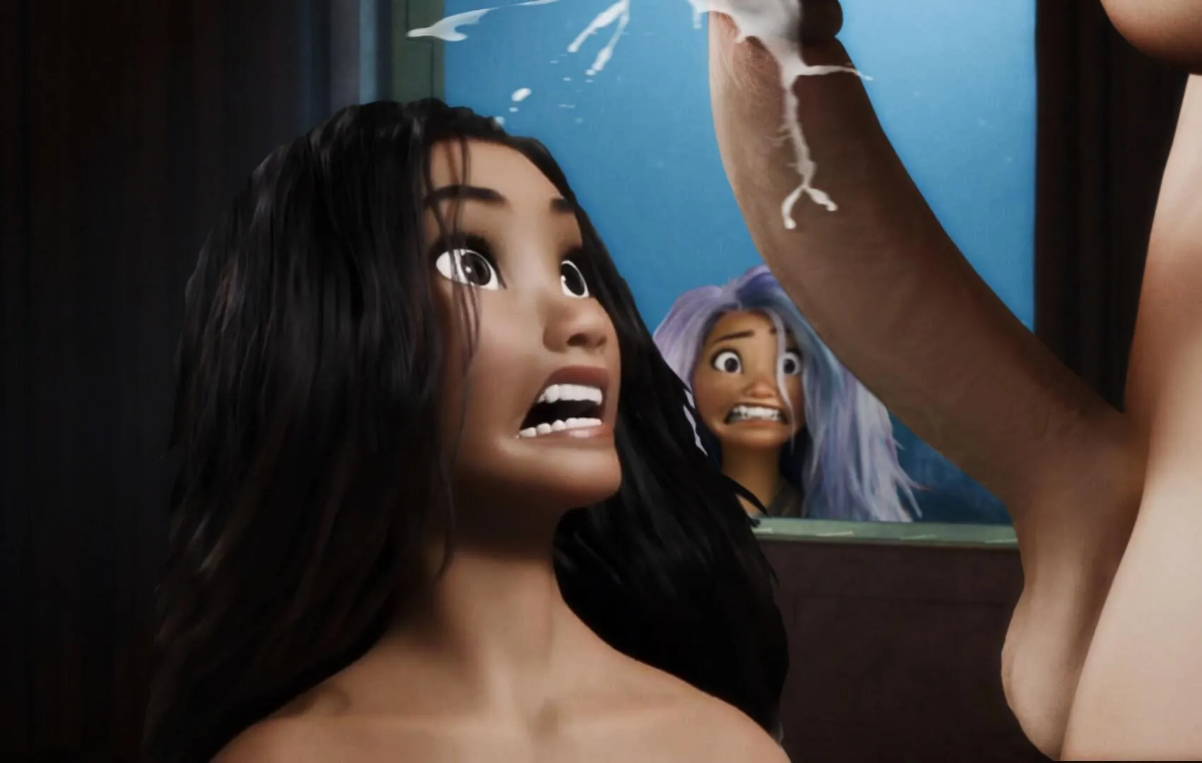 Sisu watches in mute shock as Namaari's massive futa cock starts unloading on Raya's face. (OC) posted by Rastifan