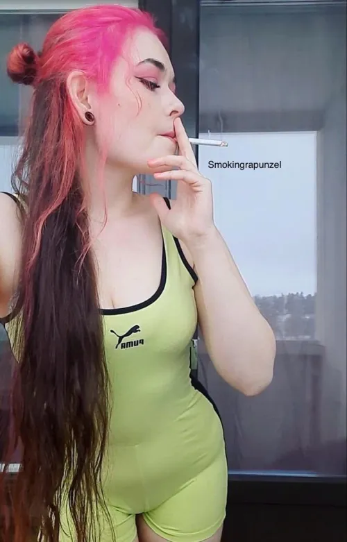 Smoking in a tight bodysuit that shows off my curves by smoking_carolyn