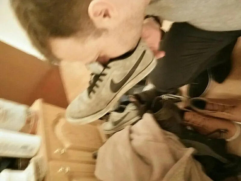 Sniffing my cousins hot sneakers while a party of him and his friends! posted by Kienzle579