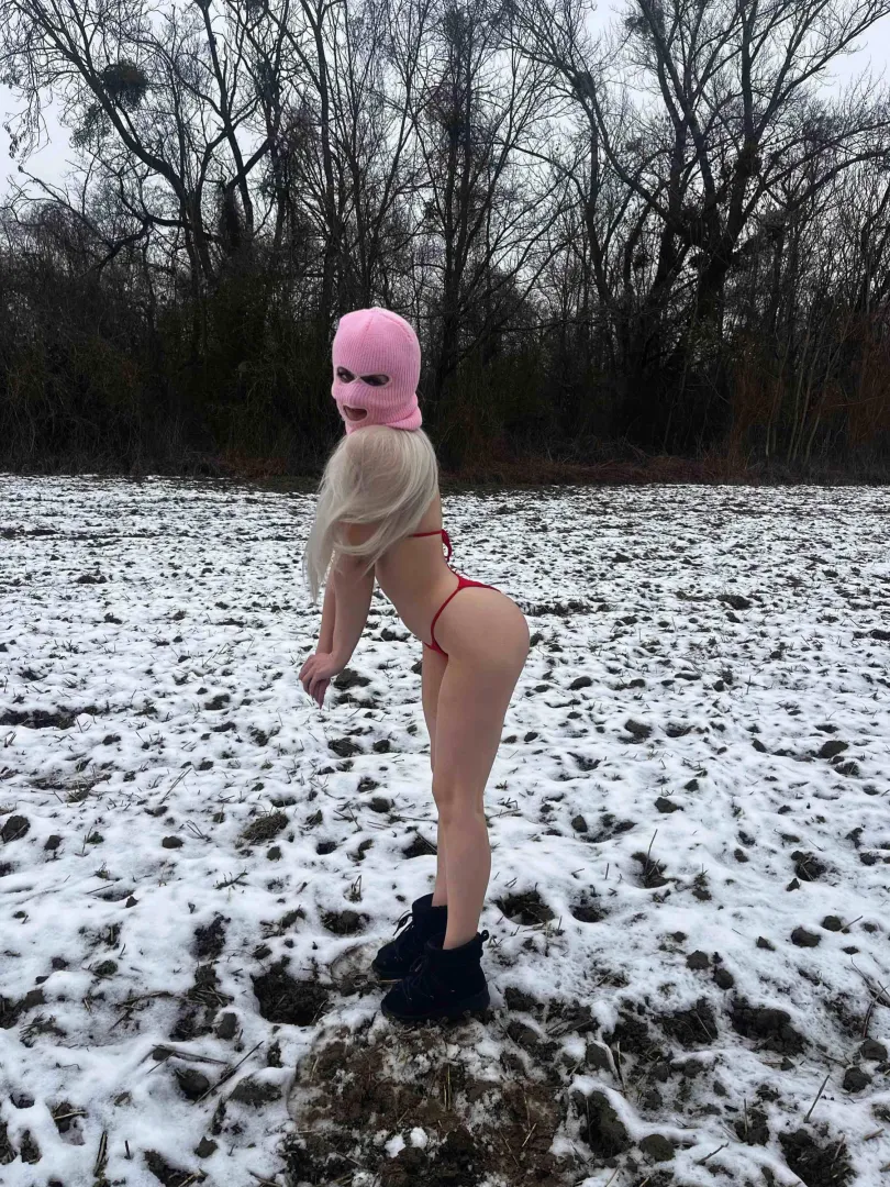 Snow, boots, red bikini and the usual pink mask, what do you need more than that? posted by CherryNoirr_