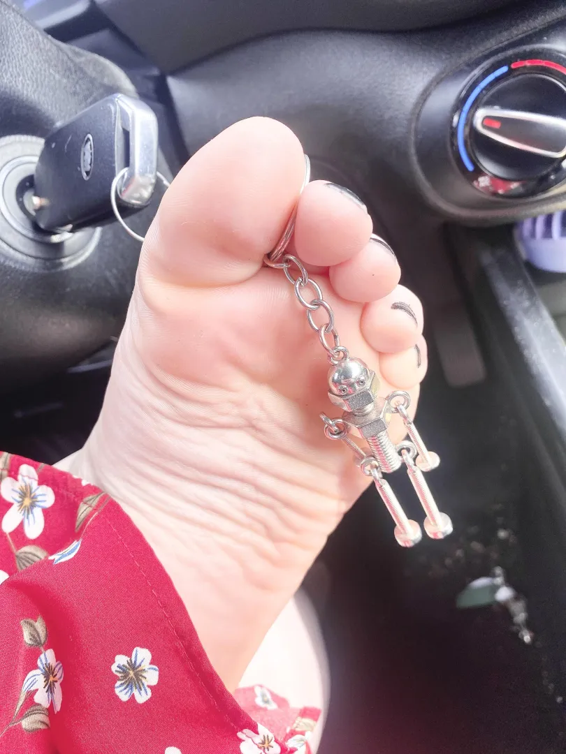 Sometimes when I’m waiting in my vehicle, I like putting my little keychain friend in between my toes and scrunch my feet so he doesn’t go away! posted by Soley4Everyone