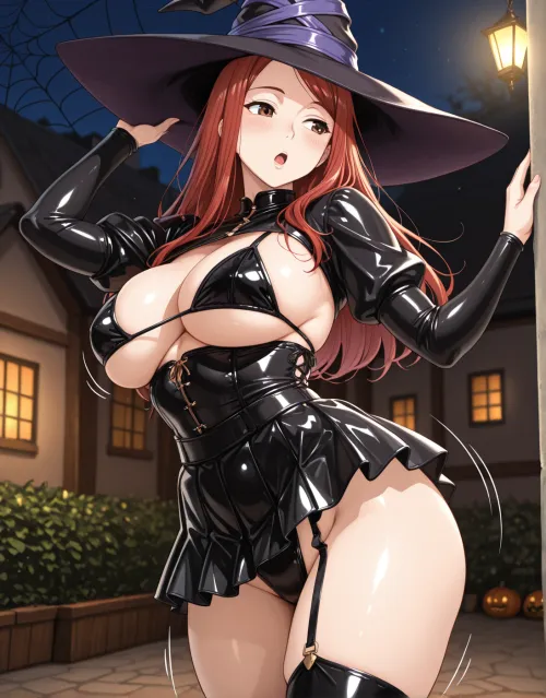 sorceress latex alternative outfit (Sorceress/dragons crown) by EroartAI
