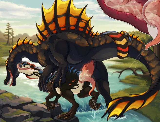 Spinosaurus and Allosaurus (owishka) [MM] by Olive-The-Otter