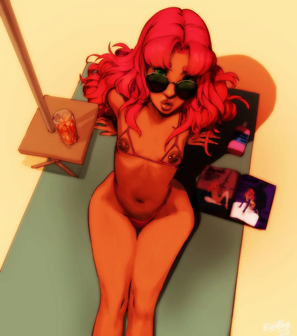 Starfire catching some rays artwork by (BigBossRequiem) posted by DOA-FAN