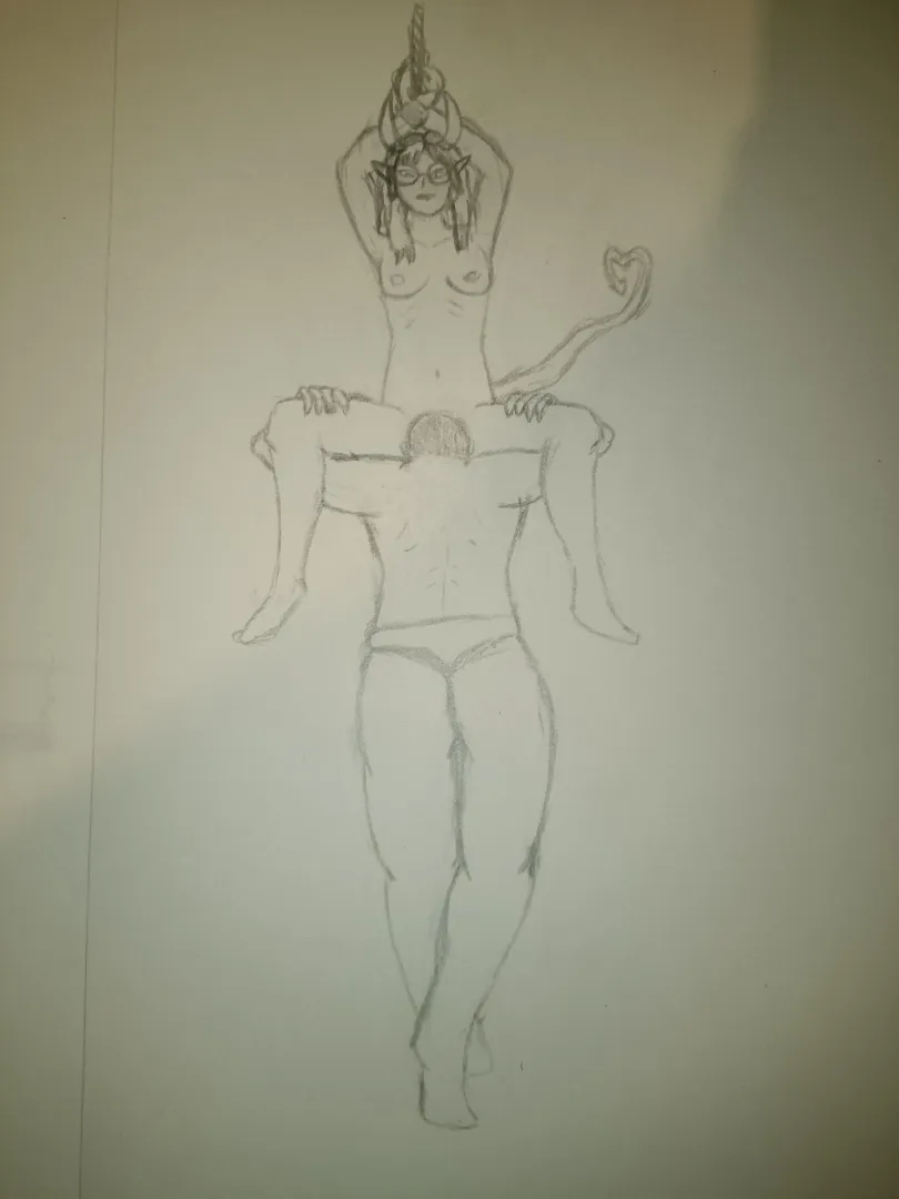 still a beginner but I couldn't resist drawing my cute tiefling recieving the treatment she deserves posted by sillysadmess
