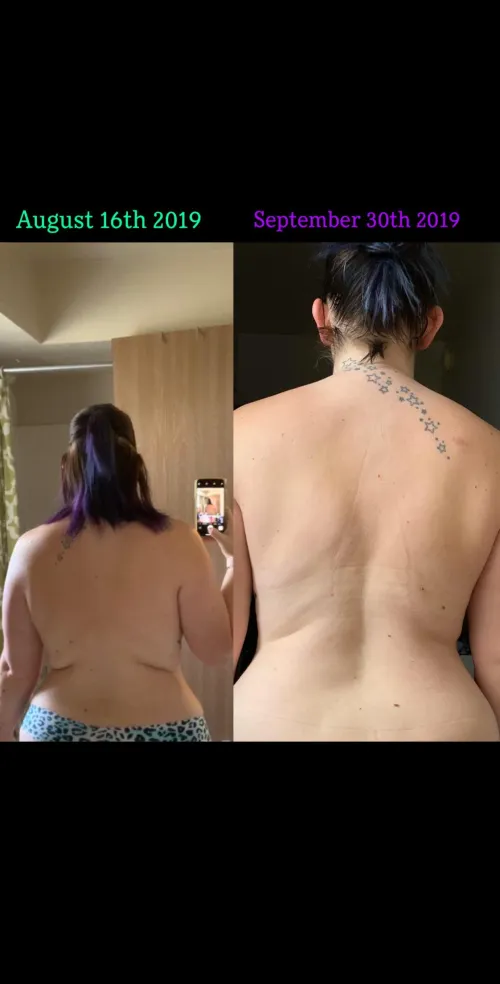Still one of my FAVORITE moments when I realized Keto was working for me♥️ Goodbye Back Boobies SW 210 CW 160 GW 135-140 by [deleted]