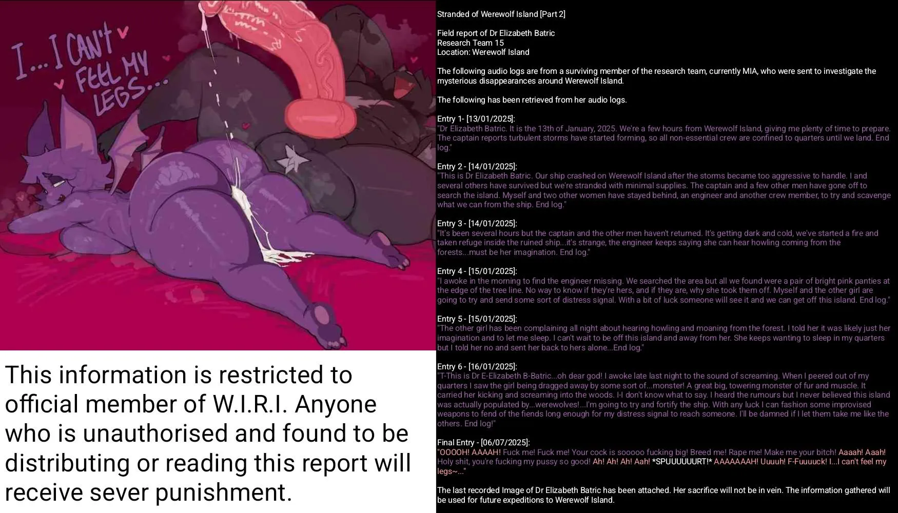 Stranded on Werewolf Island [Part 2][FxM][Corruption][Werewolf][Bat](Artist: Breadcatta) posted by Unrivalled_Coconuts