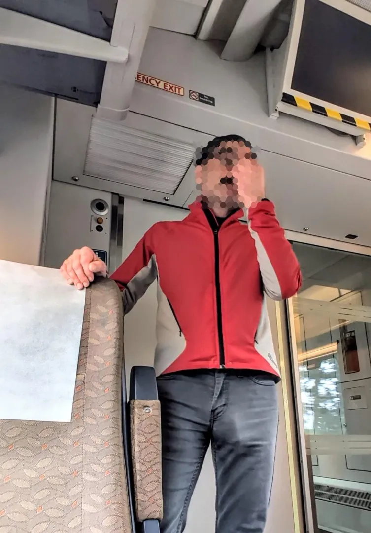 Stretching my legs and letting it hang on a long train ride posted by OtterboxPDX