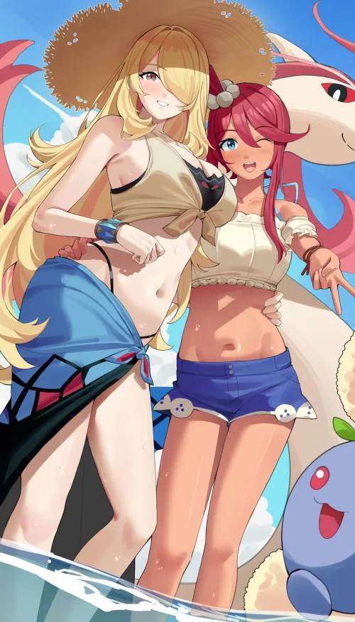 Summer Skyla and Cynthia [Pokemon] by A_MASSIVE_PERVERT