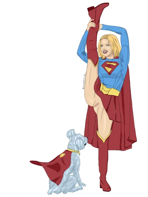 Supergirl and Krypto (by me) by Chiquinho-de-Jesus
