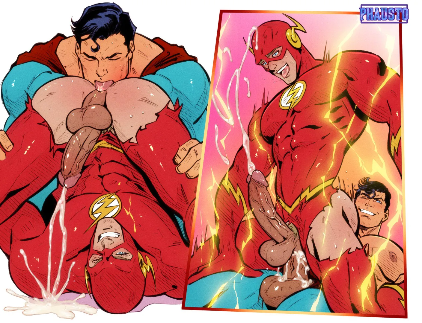 Superman licking the Flash (phausto) posted by EternalSnow05