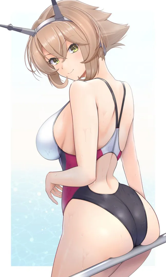 Swimsuit Mutsu Against the Railing [KanColle] posted by sd6636