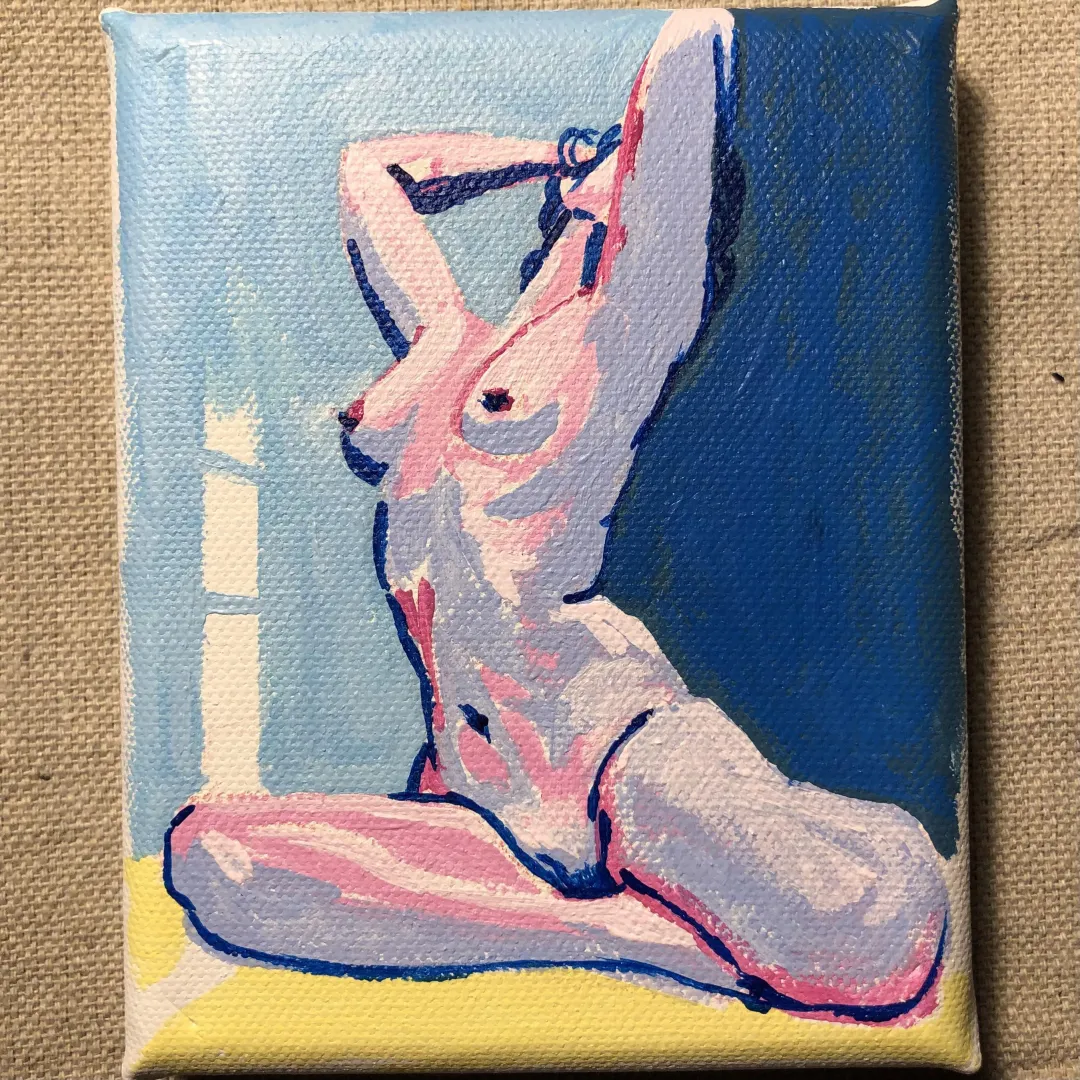 Take Two, acrylic on 4”x5” canvas, by me posted by limebarz