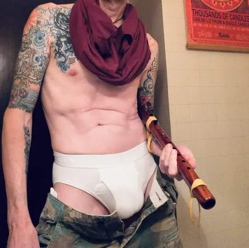 Taking my flutes to lessons this morning by WhiteBriefsShowoff