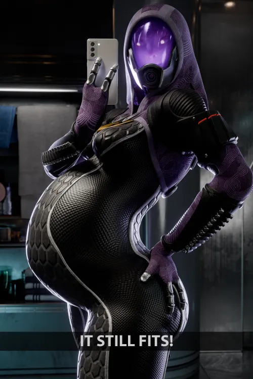 Tali by the end of ME3 if cross-species impregnation was possible (@OffModelStudio) by OffModelStudio