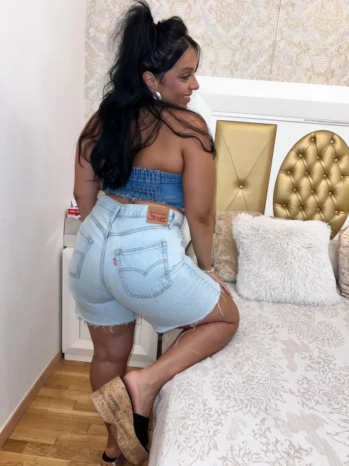 Tanned curves in denim radiating wild heat summers sexiest seaside glow by Galadriel69_