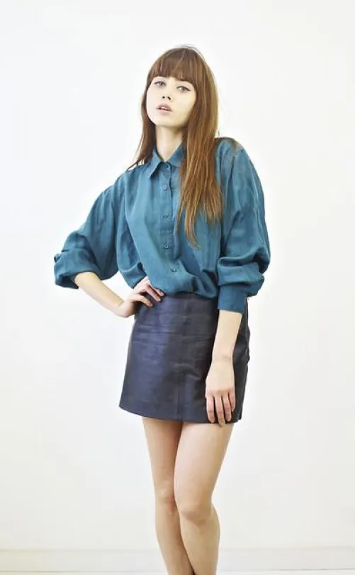 Teal Silk Shirt by satinsilklover