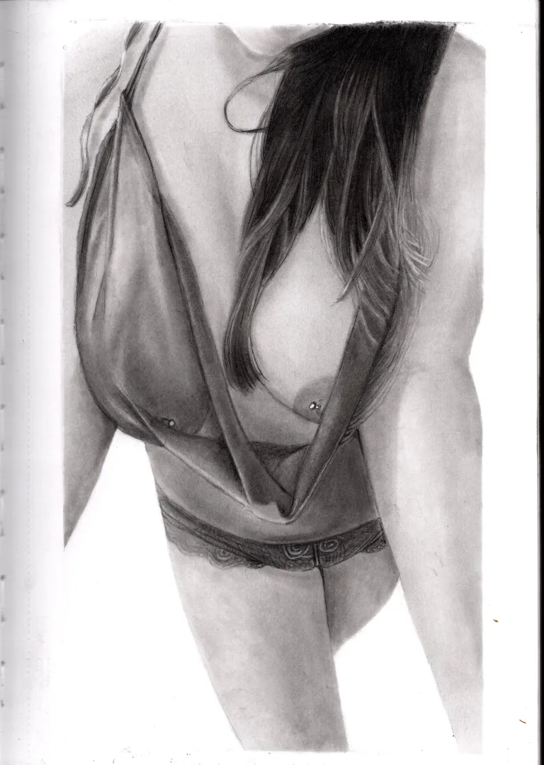 Tease - Graphite portrait of u/mikatsunami by me posted by SteveDrawsStuff