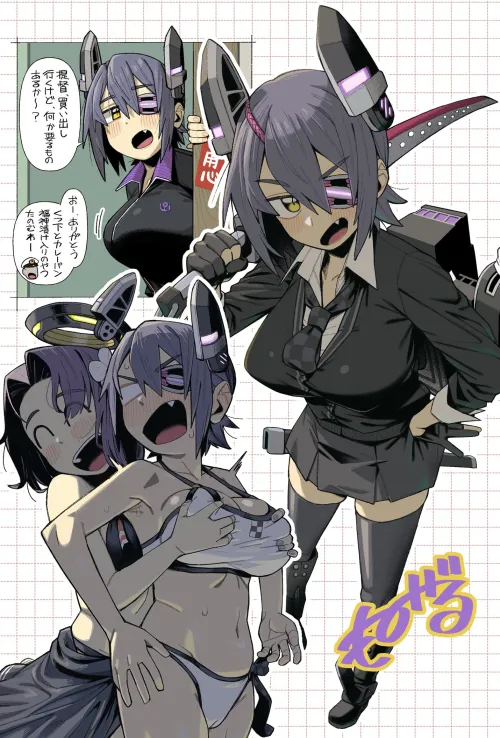 Tenryuu getting groped by Tatsuta by llamanatee