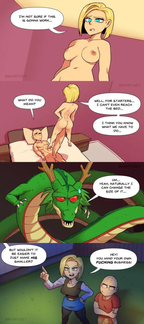 That explains a lot [DragonBall Z - krillin, android 18, shenron] (nortuet) by _PlayfullButterfly
