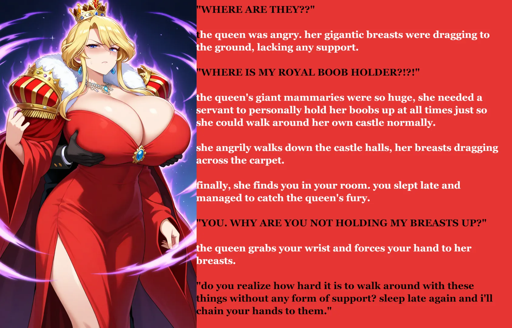 The royal boob holder [Comedy] [Large Breasts] [POV] [Royalty] [Groping] [AI Art] posted by NSFWilliam69