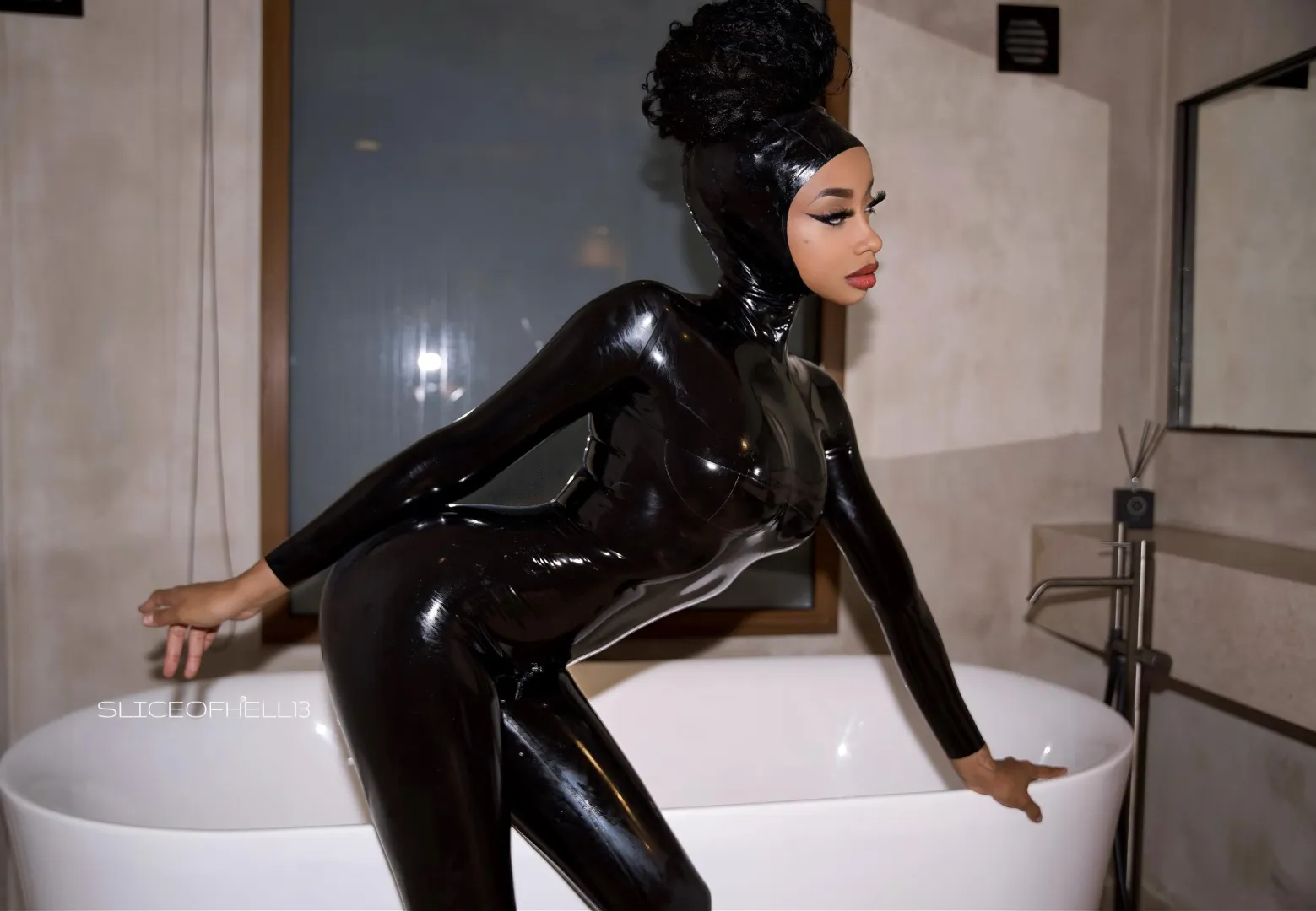 The Shiny-Queen before her latex bath.. ✨ posted by sliceofhell13